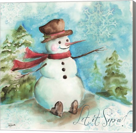 Framed Watercolor Snowmen I Print