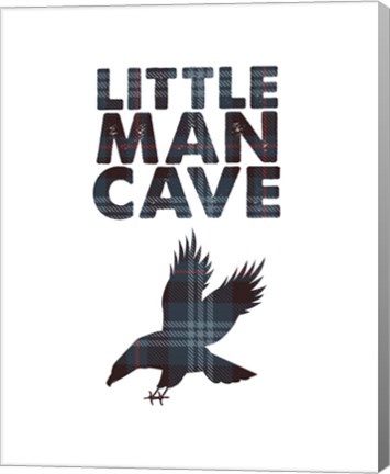 Framed Little Man Cave - Eagle Blue Plaid Print