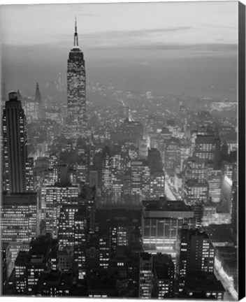 Framed 1960s Night View Manhattan Empire State Building Print