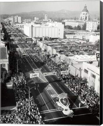 Framed 1940s 1950s Aerial View Tournament Of Roses Parade? Print