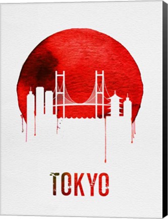 Framed Tokyo Skyline Red Print