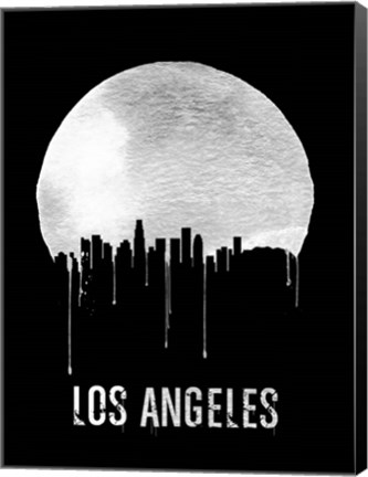 Framed Los Angeles Skyline Black Print