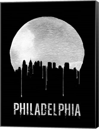 Framed Philadelphia Skyline Black Print