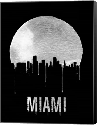 Framed Miami Skyline Black Print