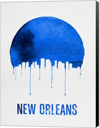 Framed New Orleans Skyline Blue Print