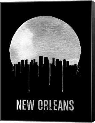 Framed New Orleans Skyline Black Print