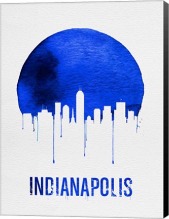 Framed Indianapolis Skyline Blue Print