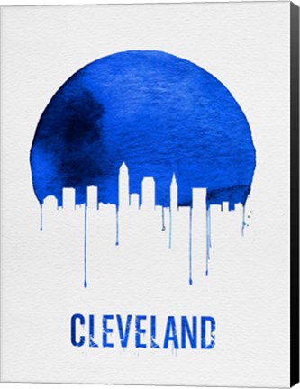 Framed Cleveland Skyline Blue Print