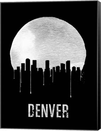 Framed Denver Skyline Black Print