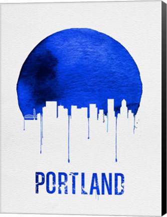 Framed Portland Skyline Blue Print