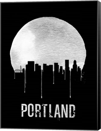 Framed Portland Skyline Black Print