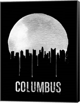 Framed Columbus Skyline Black Print