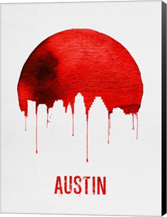 Framed Austin Skyline Red Print