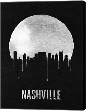 Framed Nashville Skyline Black Print