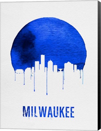 Framed Milwaukee Skyline Blue Print