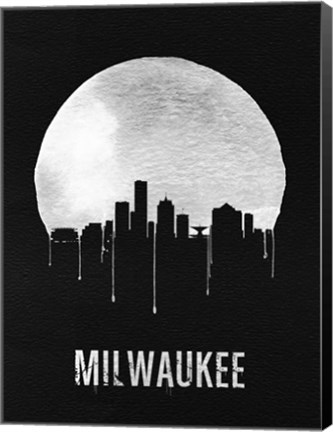 Framed Milwaukee Skyline Black Print