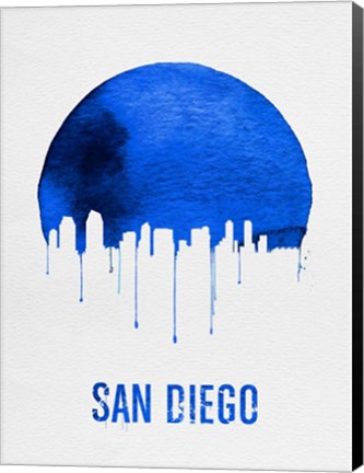 Framed San Diego Skyline Blue Print