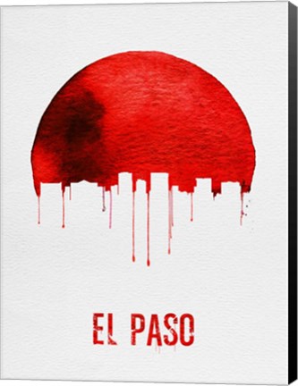 Framed El Paso Skyline Red Print