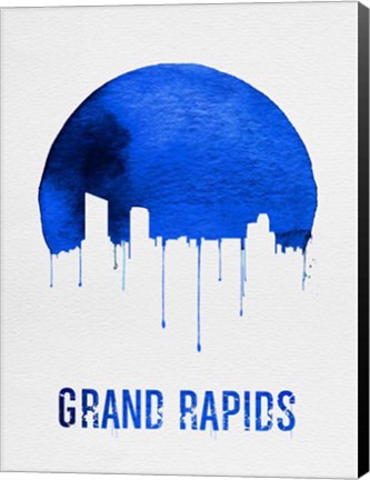 Framed Grand Rapids Skyline Blue Print