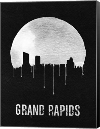 Framed Grand Rapids Skyline Black Print