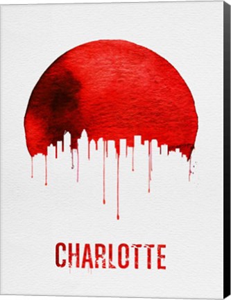 Framed Charlotte Skyline Red Print