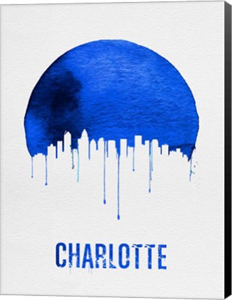 Framed Charlotte Skyline Blue Print