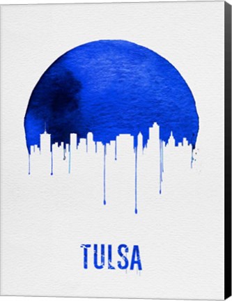 Framed Tulsa Skyline Blue Print