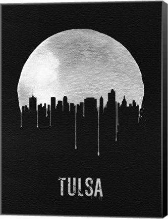 Framed Tulsa Skyline Black Print