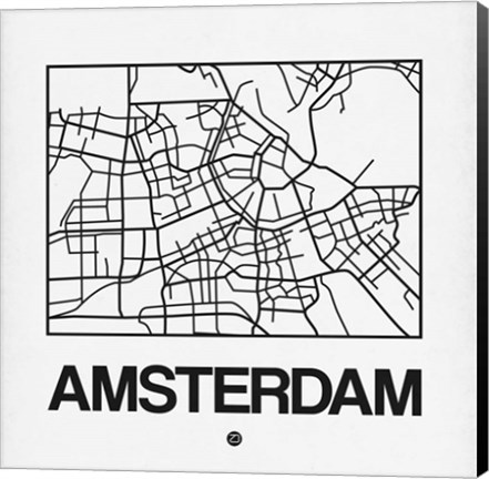 Framed White Map of Amsterdam Print