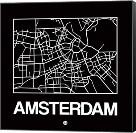 Framed Black Map of Amsterdam Print