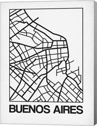 Framed White Map of Buenos Aires Print