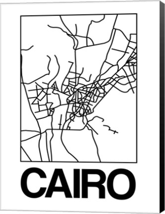 Framed White Map of Cairo Print