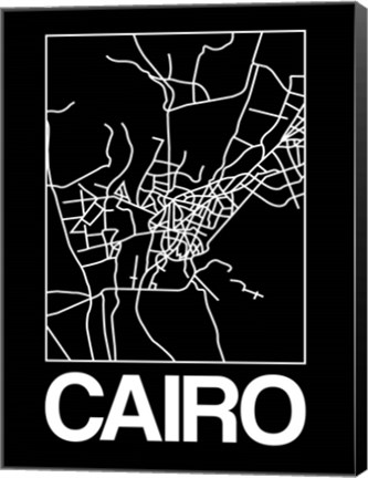 Framed Black Map of Cairo Print