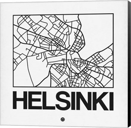 Framed White Map of Helsinki Print