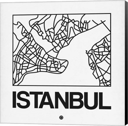 Framed White Map of Istanbul Print