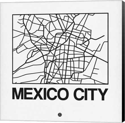 Framed White Map of Mexico City Print