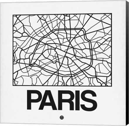 Framed White Map of Paris Print