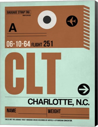 Framed CLT Charlotte Luggage Tag I Print