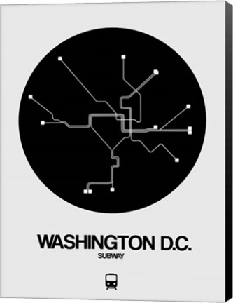 Framed Washington D.C. Black Subway Map Print