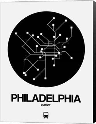 Framed Philadelphia Black Subway Map Print