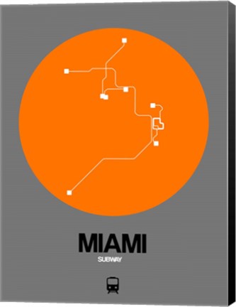 Framed Miami Orange Subway Map Print