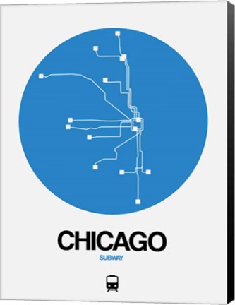 Framed Chicago Blue Subway Map Print