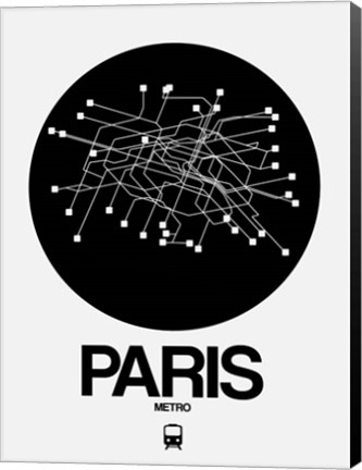 Framed Paris Black Subway Map Print