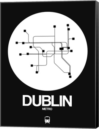 Framed Dublin White Subway Map Print