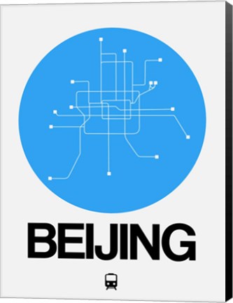 Framed Beijing Blue Subway Map Print