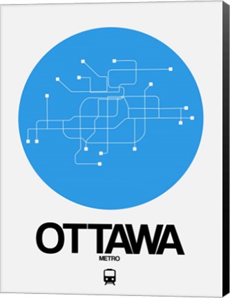 Framed Ottawa Blue Subway Map Print