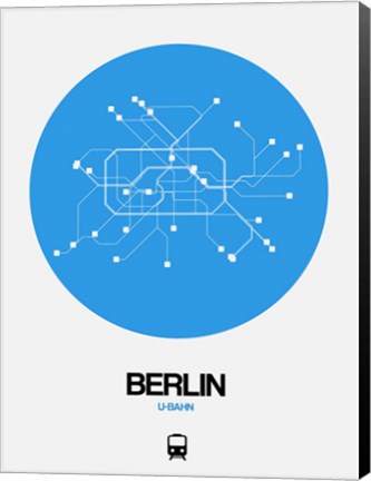 Framed Berlin Blue Subway Map Print