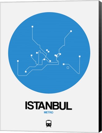 Framed Istanbul Blue Subway Map Print