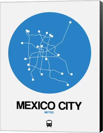 Framed Mexico City Blue Subway Map Print