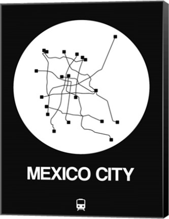 Framed Mexico City White Subway Map Print